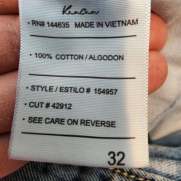 KanCan Nonstretch High Rise Ripped Boyfriend Jeans Thrashed Light Wash Denim 32 - Picture 5 of 9